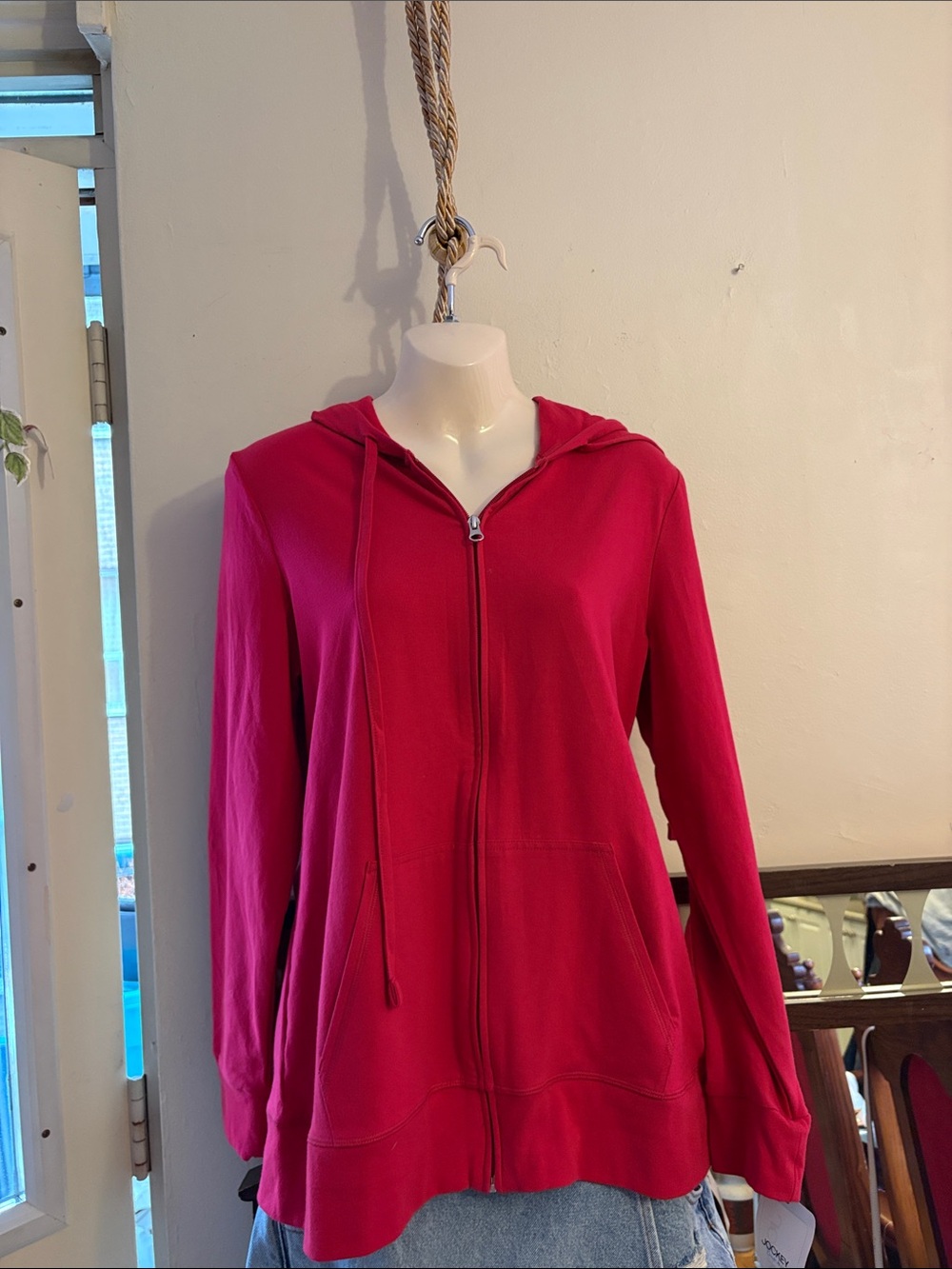 Jockey Hot Pink Full-Zip Hooded Sweatshirt. Cotton